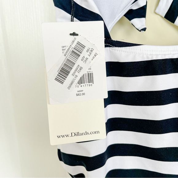 Gibson Latimer XS Bodysuit One Piece Bathing Suit Black White Front Opening Bow - Picture 6 of 10